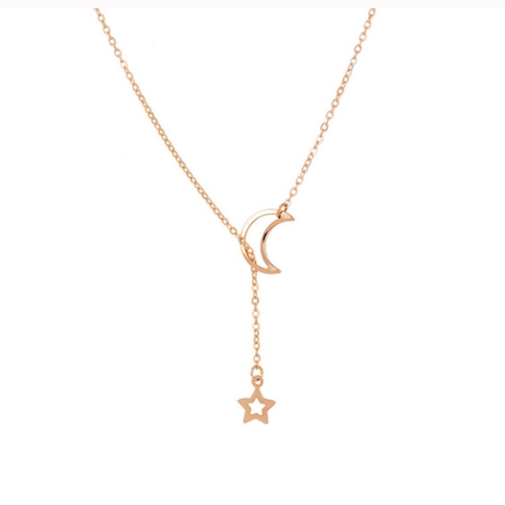 Moon and Star Lariat Necklace